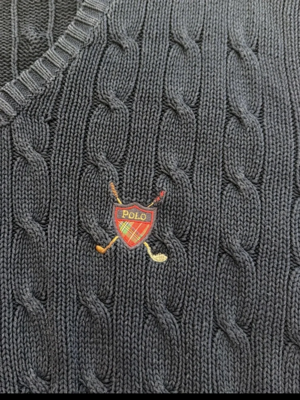 Vintage Polo Ralph Lauren Sweater Vest Mens Size L Golf Cable Knit Crest